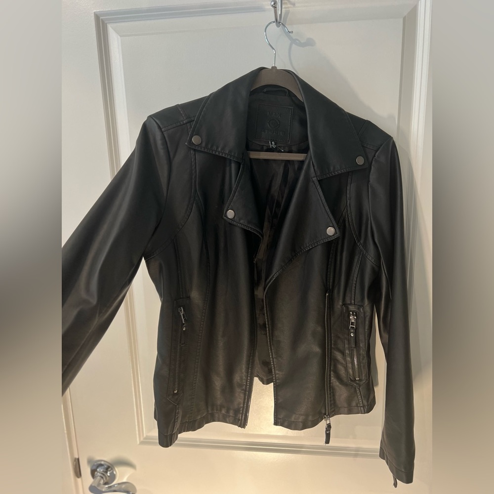 Max studio, new faux leather biker jacket , Black size S!!!